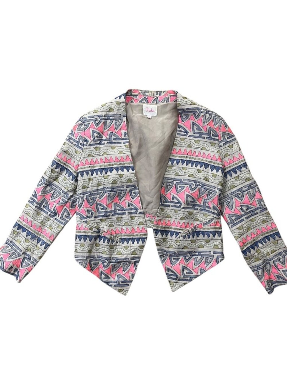 Parker Anthropologie Emmy Bolero Blazer Womens XS Neon Boho-Chic Southwest Indie